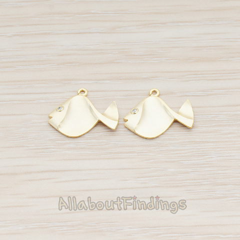 PD.892 // Cubic Zirconia Eye Tropical Fish Pendant, 2 Pc