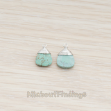 PD.896 // Wire Wrapped Chinese Turquoise Pendant, 2 Pc