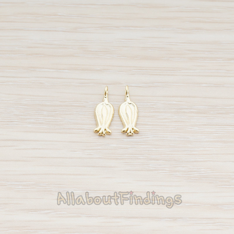 PD.907 // Bell Shaped Flower Charm Pendant, 2 Pc
