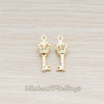 PD.908 // Pope Crown Head Small Key Charm Pendant, 2 Pc