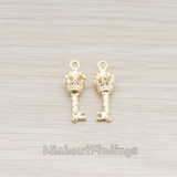 PD.908 // Pope Crown Head Small Key Charm Pendant, 2 Pc