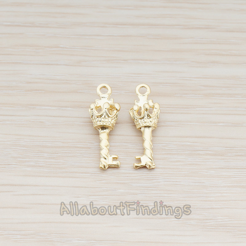 PD.908 // Pope Crown Head Small Key Charm Pendant, 2 Pc