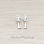 PD.908 // Pope Crown Head Small Key Charm Pendant, 2 Pc