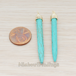 PD.944 // Pre-Made Wire Wrapped Spike Turquoise Pendant, 2 Pc