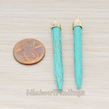 PD.944 // Pre-Made Wire Wrapped Spike Turquoise Pendant, 2 Pc