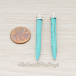 PD.944 // Pre-Made Wire Wrapped Spike Turquoise Pendant, 2 Pc