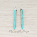 PD.944 // Pre-Made Wire Wrapped Spike Turquoise Pendant, 2 Pc