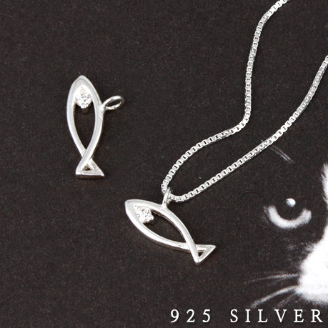 SPD.0071// 925 Silver Cubic Fish Pendant, 1pc / PO63