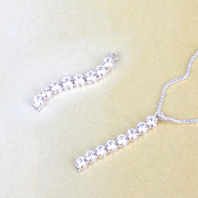 SPD.0122 / 925 Silver Cubic Drop Bar Pendant, 1pc / PO104