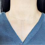 SPD.0126 / 925 Silver Long Crystal Cubic Drop Pendant, 1pc / PO108