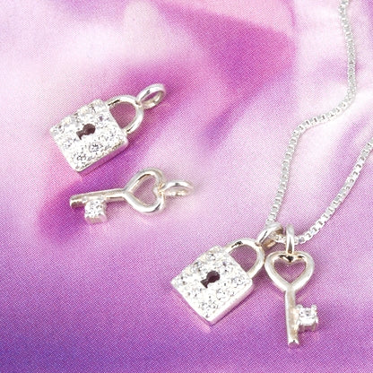 SPD.0128 / 925 Silver Cubic Lock&Key Pendant, 1pc / PO116