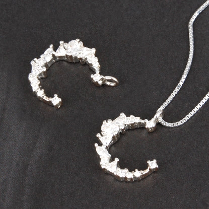 SPD.0129 / 925 Silver Cubic New Moon Pendant, 1pc / PO117
