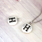 SPD.0177 / 925 Silver Antique H Cilcle Pendant, 1pc / PO184