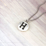 SPD.0177 / 925 Silver Antique H Cilcle Pendant, 1pc / PO184