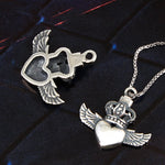 SPD.0194 / 925 Silver Antique Wing Heart Crown Pendant, 1pc / PO207