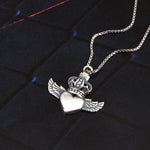 SPD.0194 / 925 Silver Antique Wing Heart Crown Pendant, 1pc / PO207