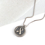 SPD.0197 / 925 Silver Antique Circle Ribbon Pendant, 1pc / PO212