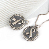 SPD.0197 / 925 Silver Antique Circle Ribbon Pendant, 1pc / PO212