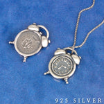 SPD.0258 / 925 Silver Antique Alarm Clock Pendant, 1pc / PO296