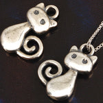 SPD.0058 // 925 Silver Antique Siamese Cat Pendant, 1pc / PO306