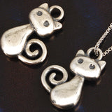 SPD.0058 // 925 Silver Antique Siamese Cat Pendant, 1pc / PO306