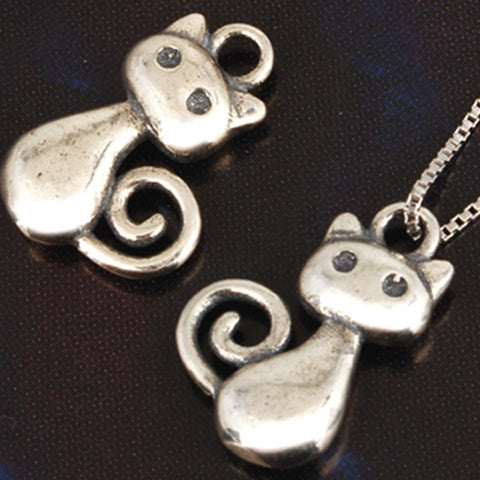 SPD.0058 // 925 Silver Antique Siamese Cat Pendant, 1pc / PO306