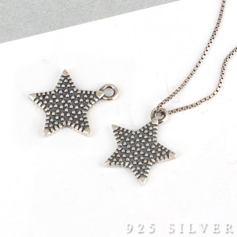 SPD.0056 // 925 Silver Antique Dot Star Pendant, 1pc / PO317