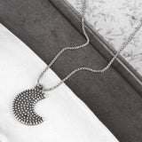 SPD.0047 // 925 Silver Antique Dot Crescent Moon Pendant, 1pc / PO318