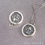 SPD.0038 // 925 Silver Antique Round Skull Pendant, 1pc / PO331