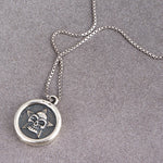 SPD.0038 // 925 Silver Antique Round Skull Pendant, 1pc / PO331