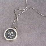 SPD.0038 // 925 Silver Antique Round Skull Pendant, 1pc / PO331