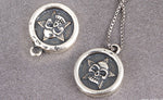 SPD.0038 // 925 Silver Antique Round Skull Pendant, 1pc / PO331
