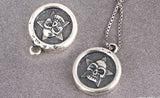 SPD.0038 // 925 Silver Antique Round Skull Pendant, 1pc / PO331