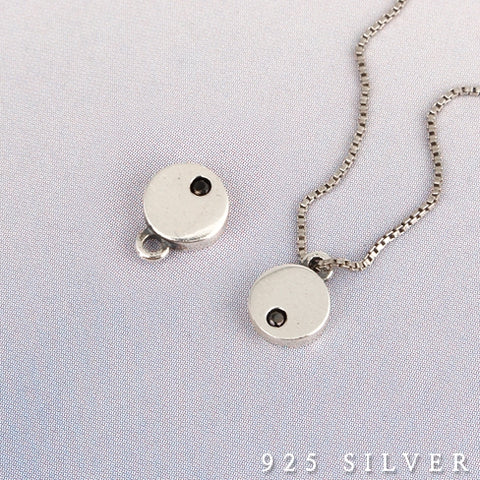 SPD.0041 // 925 Silver Antique Mini Circle Cubic Pendant, 1pc / PO335