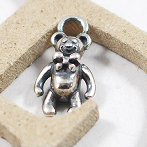 SPD.0031 // 925 Silver Antique Ribbon Bear Pendant, 1pc / PO347