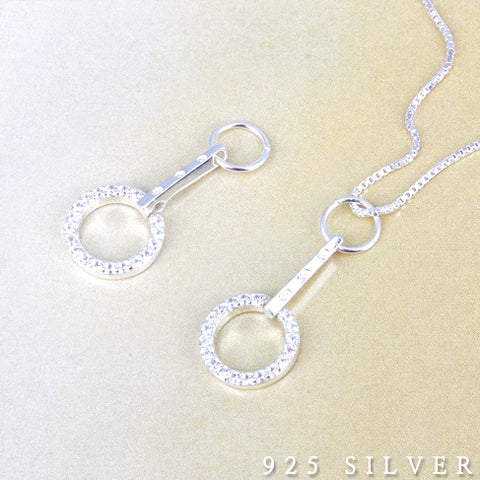 SPD.0078// 925 Silver Circle Cubic Drop Pendant, 1pc / PO47