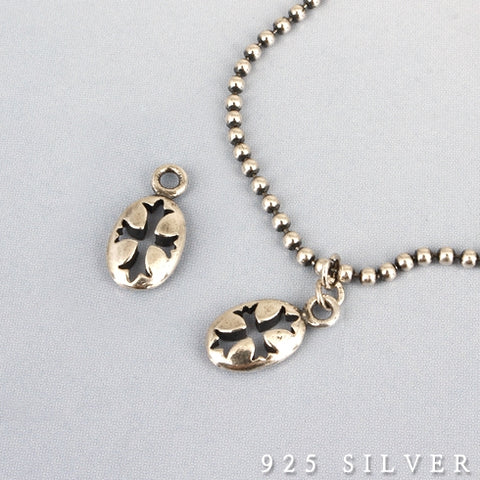 SPD.0100// 925 Silver Antique Oval Cross Pendant, 1pc / PO78