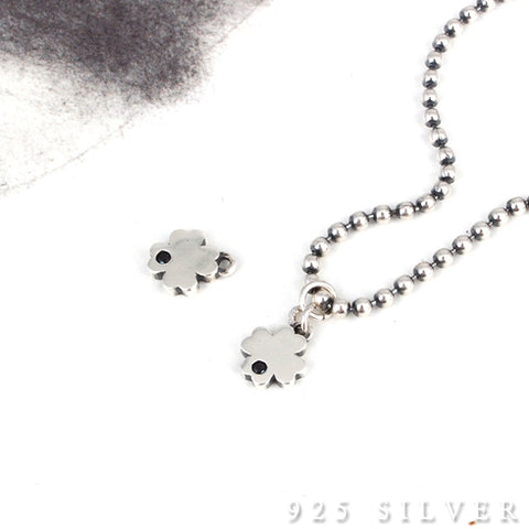 SPD.0102// 925 Silver Antique Epoxy Dot Clover Pendant, 1pc / PO82