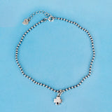 SPD.0102// 925 Silver Antique Epoxy Dot Clover Pendant, 1pc / PO82