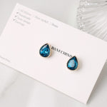 ER.504 // Teardrop Shape Blue Cubic Ear Post, 2 Pc