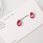 ER.506 // Teardrop Shape Ruby Cutting Cubic Ear Post, 2 Pc