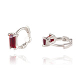 [ 925 Sterling silver ] Garnet Baguette One-Touch Earring