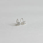 [ 925 Sterling silver ] 925 Silver Square Cubic Ring One-Touch Earrings