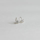 [ 925 Sterling silver ] 925 Silver Square Cubic Ring One-Touch Earrings