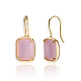 [ 925 Sterling silver ] Pink Rectangle Hook  Earring