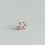 [ 925 Sterling silver ] 925 Silver Square Cubic Ring One-Touch Earrings