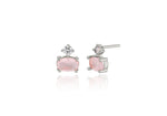 [ 925 Sterling silver ] Rose Quartz Rectangular Shape Earring