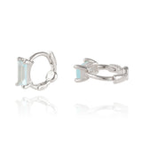 [ 925 Sterling silver ] Blue Baguette One-Touch Earring