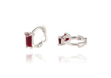 [ 925 Sterling silver ] Garnet Baguette One-Touch Earring