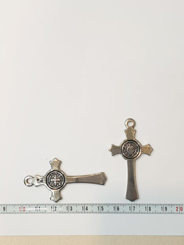 SG.124 // Surgical Steel Coin Cross Pendant , 2 Pc